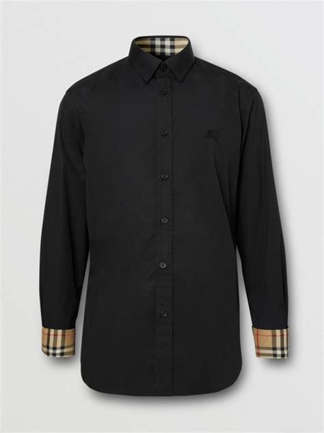 chemise burberry homme noire|Chemise habillée en coton (Noir) .